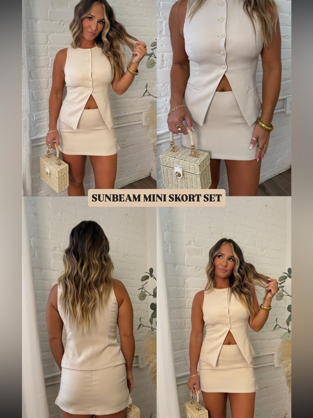 Chic by ally b Cream Two-Piece Skirt Set with Vest